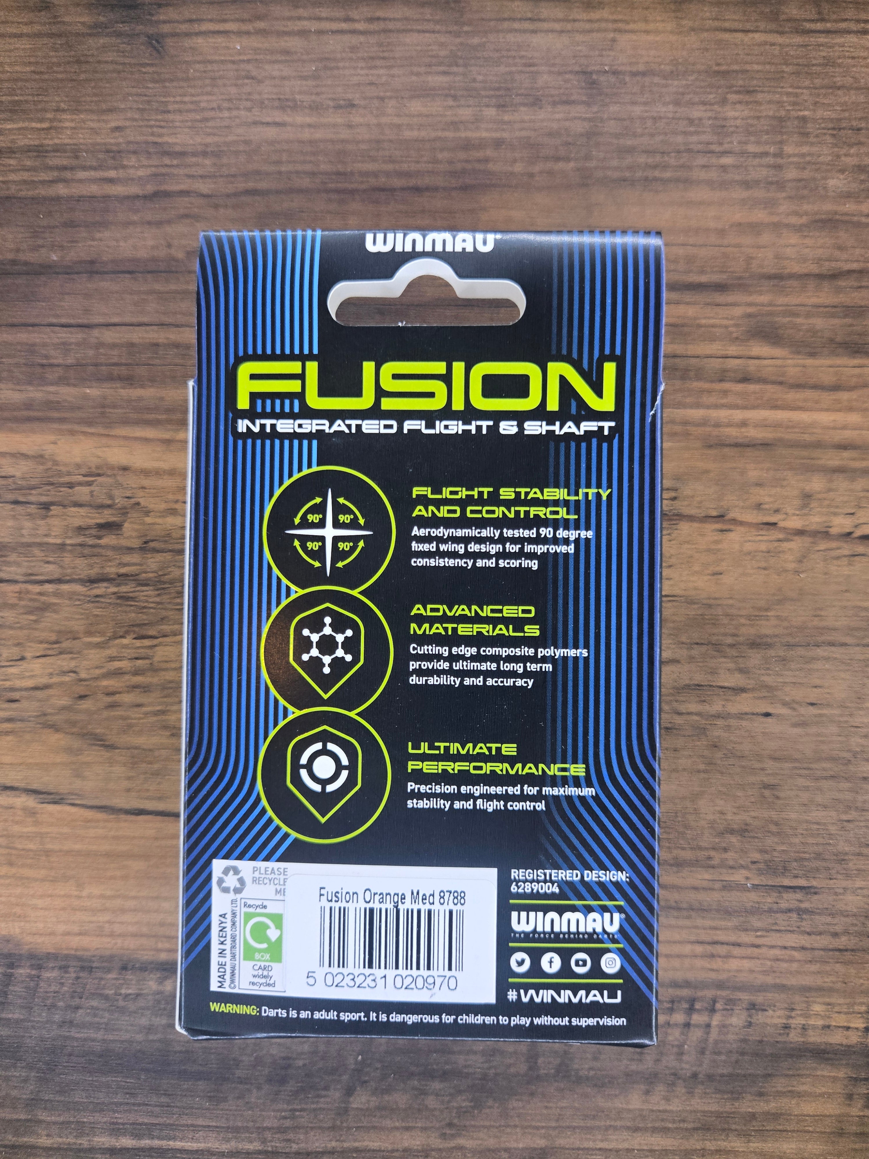 Winmau Fusion Integrated Flight & Shaft - Neon Orange